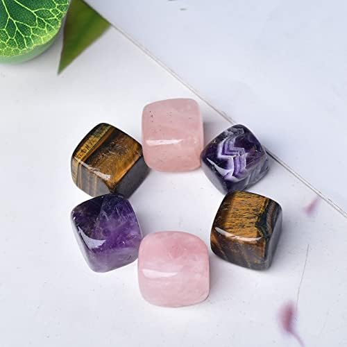Whiskey Stones Chilling Crystal Ice Cubes for Drinks Whiskey Rocks 0.7-0.8" Wine Cubes Gifts for Women Multi Quartz Set of 6