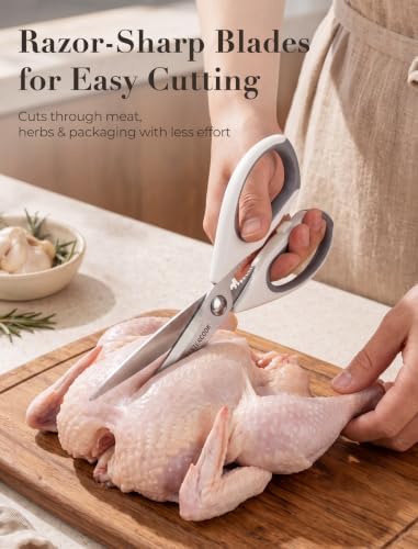 Astercook Kitchen Scissors 3 Pack, Heavy Duty All Purpose Kitchen Shears for Food and Packaging, Stainless Steel Food Scissors for Meat, Poultry, Herbs and Vegetables, Dishwasher Safe
