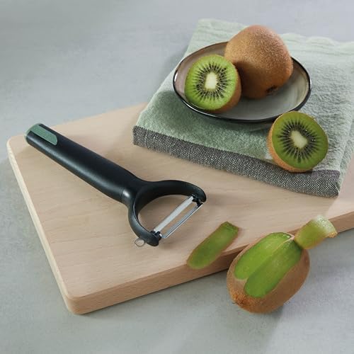 Richardson Sheffield Y Peeler, Coarse Serrated Blade, Vegetable Peeler, Potato Peeler with Potato Eye Remover, Stainless Steel Peeler, Dishwasher Safe - Black