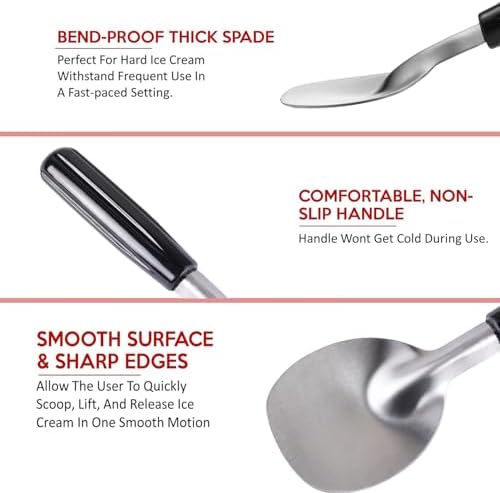 Ice Cream Spade,Ice Cream Paddle for Hard&Creamy Ice Cream,Stainless Steel Flat Ice Cream Scoop with Plastic Handle,Heavy Duty Ice Cream Spade Scoop,Durable Bend Proof Ice Cream Scooper Butter Cutter