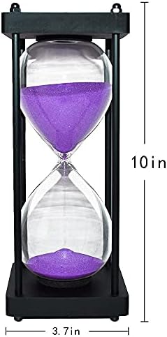Hourglass Timer 60 Minute, Black Wooden Sand Timer, Purple