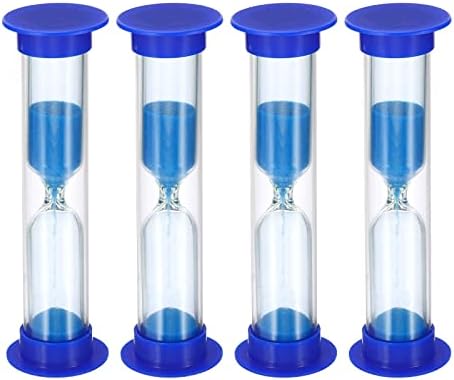 PATIKIL 2 Minute Sand Timer, 4Pcs Small Sandy Clock with Plastic Cover, Count Down Sand Glass for Games, Kitchen, Party Favors DIY Decoration, Blue