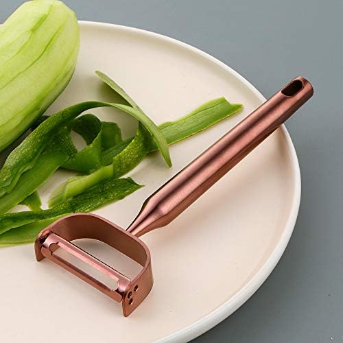 Stainless Steel Vegetable Peeler 2 Pieces, with Potato Eye Remover & Swiveling Twin Blades, Y Shaped Titan Potato Peeler for Fruit & Veggie, Dishwasher Safe - Rosegold