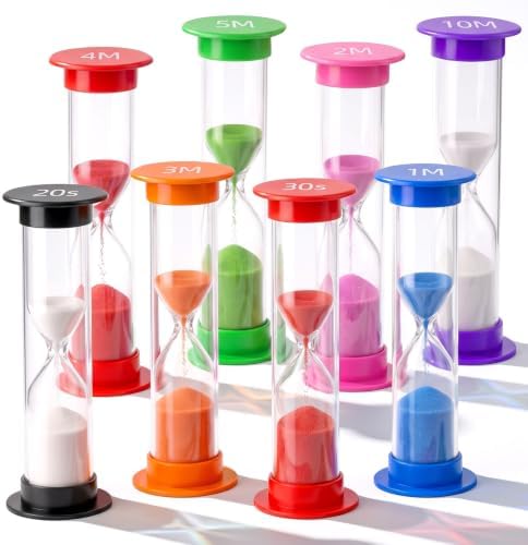 3 OTTERS Multi-Time Sand Timer Set, 8PCS Colorful Hourglass Timers