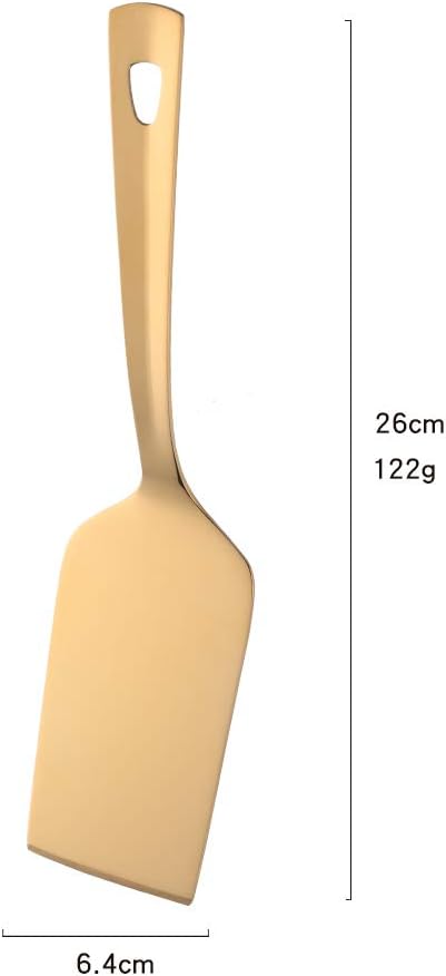 6 Pcs Gold Square End Turner, Stainless Steel Titanium Plated Solid Turner Spatula, Ergonomic Integral Forming Handle-Dishwasher Safe(10.2 inches/26cm)