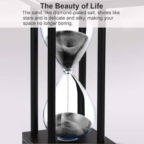 SuLiao Wood Hourglass 60 Minute, Wooden Stand Sand Timer Clock, Black Sand Watch 60 Min, Antiguo Reloj De Arena 1 Hora, Large Unique One Hour Glass Sandglass for Home Desk Office Wedding Decorative