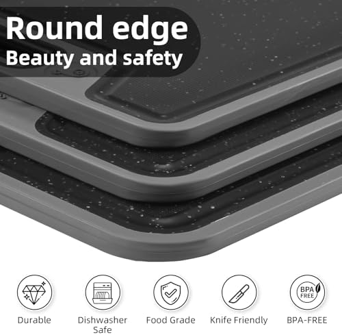 4 Piece Plastic Cutting Board Set for Kitchen Dishwasher Safe,Food Safety, Non-Slip Design, Ideal for Meat and Vegetable Prep