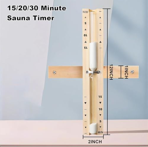 Sauna Timer 20 Minute White Sand,Heat Resistant Wood Hourglass for SPA Room