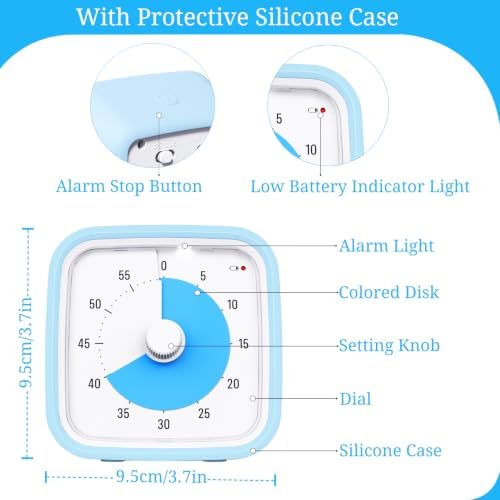 Visual Timer for Kids and Adult, 60-min Countdown Timer, LightBlue