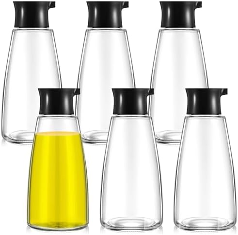 6 Pcs Glass Soy Sauce Dispenser Bottles, 9.6 oz Oil Cruet, Black