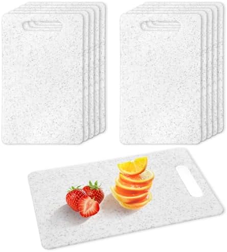 10 Pcs Small Plastic Cutting Boards for Kitchen, Mini Cutting Boards for Kitchen Set, Dishwasher Safe Granite Color White Square Prep Board for Fruits Vegetables Meat (6" x 10")