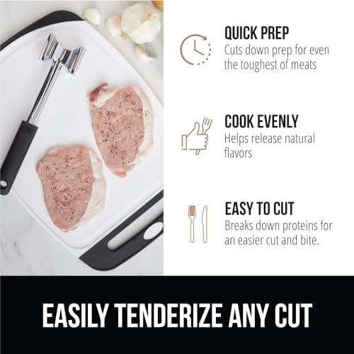 GORILLA GRIP Patented BPA-Free Dual-Sided Meat Tenderizer Mallet, Red