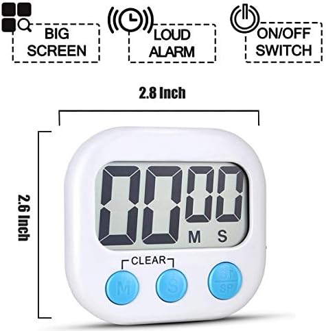 AOUCE Digital Kitchen Timers for Cooking, Timer for Kids 2 Pack White