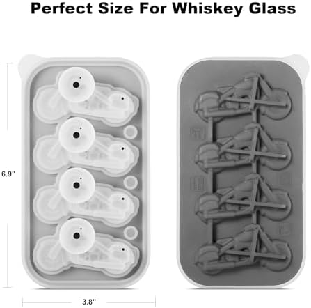 Nax Caki 3D Motorcycle Ice Cube Tray, Large Silicone Fun Shapes Ice Cube Mold for Whiskey, Cocktails, Bourbon, Motorcycle Gifts for Men Holiday Stocking Stuffers