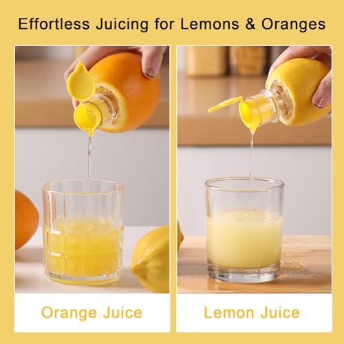 2025 New Screw-Top Lemon Squeezer – 2 Pack BPA-Free Handheld Lemon and Lime Juicer with Lid – Manual Citrus Squeezer for Kitchen, Cocktails, and Outdoor Cooking (Yellow + Green)