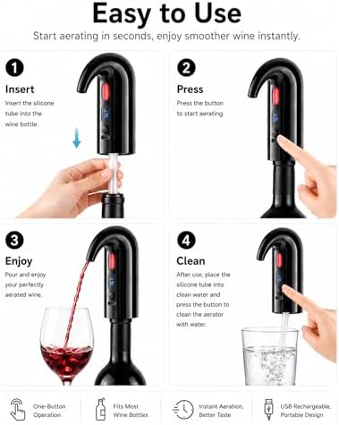 Hotool Electric Wine Aerator, Automatic Wine Dispenser Pump, Wine Gifts