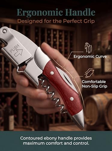 Professional Waiter Corkscrew Wine Key for Bartenders Set of 3,With Long Rosewood Handle Stainless Steel Handle Wine Opener for Bar Restaurant Waiters, Sommelier, Bartend (Rose Wood 3 Packs)