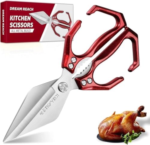 Dream Reach Heavy Duty Poultry Shears for Food with Red Ergonomic Handle