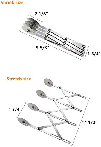 4 Wheel Stainless Steel Pastry Cutter,Expandable Pizza Slicer,Adjustable Cutter Roller Cookie Dough Cutter Divider
