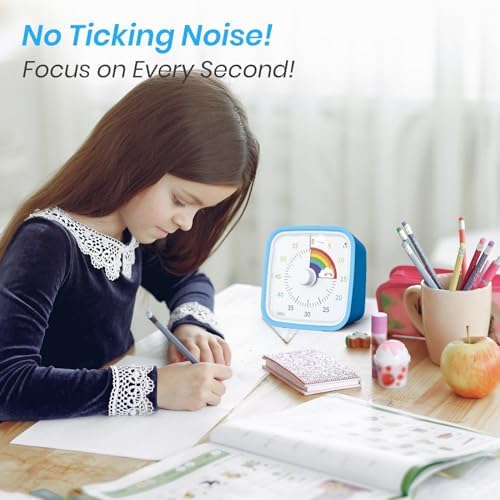 Yunbaoit Rainbow Visual Timer for Kids, 60-min Countdown Timer, Blue