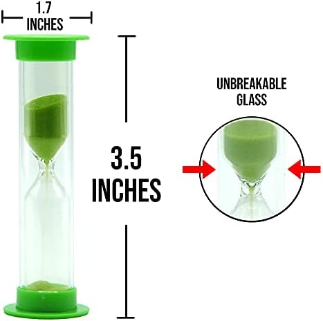Sand Timer for Kids Set of 3 Small Colorful Hourglass Acrylic Covered Clock 1Min 2Min 5Min for Classroom, Home & Kids Room