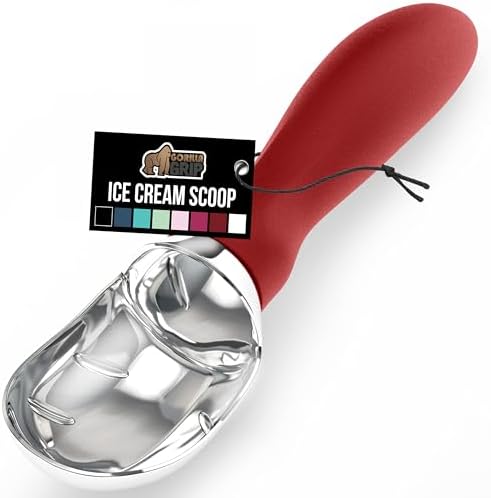 GORILLA GRIP® Heavy Duty Ice Cream Scoop, Professional Scooper, Red