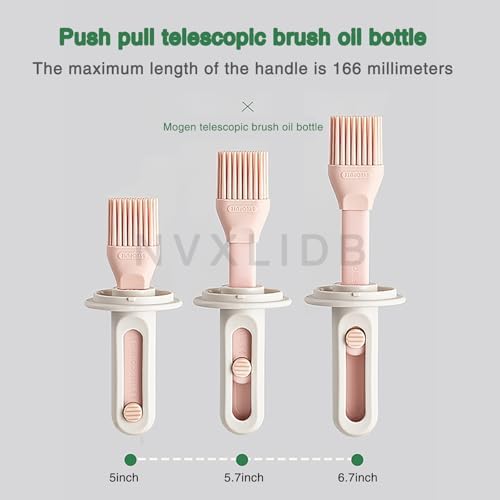 Sauce and Oil Bottle with Adjustable Oil Brush, Glass Sauce Dispenser for Kitchen Cooking or Grilling, 5 oz (150 ml) (White 2pc) (2)