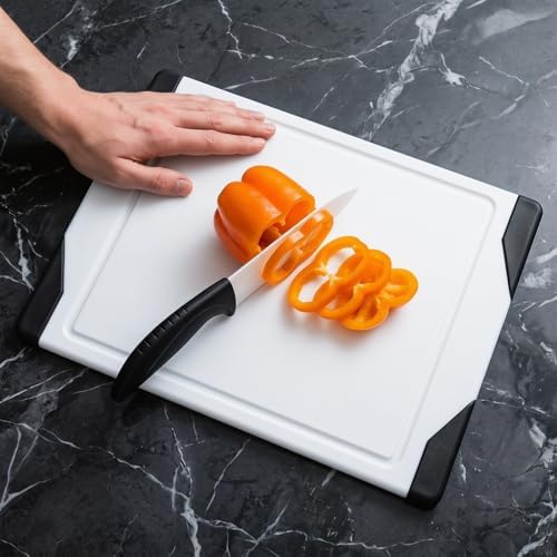 Plastic Cutting Boards for Kitchen, Cutting Board Dishwasher Safe Chopping Boards - Dishwasher, White/Black