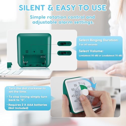 Secura Visual Timer for Kids, 60 Minute Classroom Countdown Timer for Study
