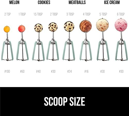 Gorilla Grip Spring Scoop and Ice Cream Scoop, Spring Scoop is Multipurpose, Ice Cream Scoop is Heavy Duty, Dishwasher Safe, Both in Mint Color, 2 Item Bundle