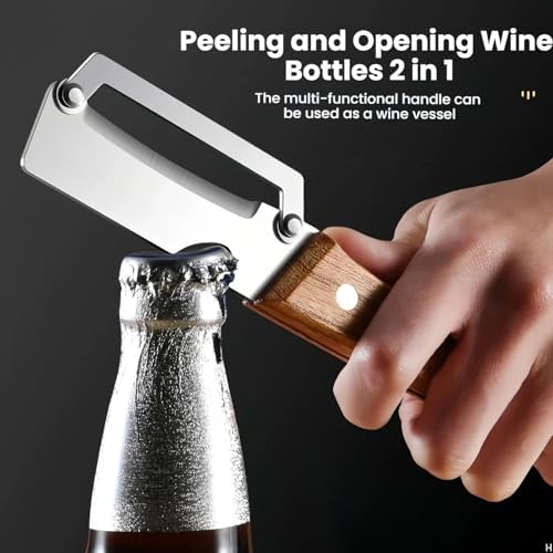 Multi-functional Vegetable Peeler for Kitchen, Premium-Grade Fruit & Vegetable Peeler, Wooden Handle Design with Bottle Opener, Ergonomic Handle, Suitable for Fruits, Sugar Cane, Pumpkin (3Pcs)
