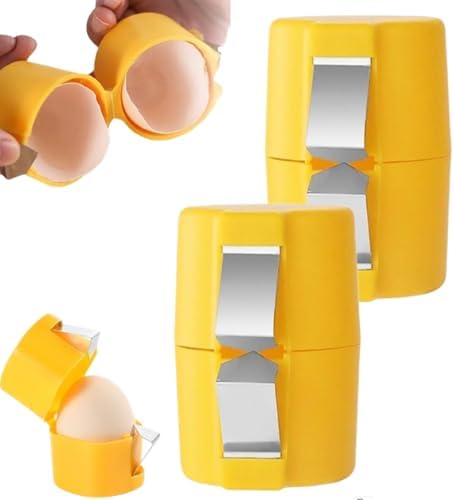 Egg Shell Opener, 2026 Upgrade Egg Shell Separator for Raw Eggs Gadgets Cracker Tool, Stainless Steel Eggs Cutter Eggs Cracker Tool Multifunctional Egg Cutter for Home Kitchen (Yellow, 2 pack)