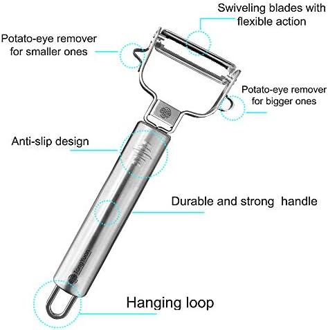 Fruits and Vegetables Peelers -Y Shape Swivel Potato Peeler-Stainless Steel Multifunctional Ultra Sharp Serrated Peeler-Great for Potatoes,Carrot,Apples,Tough-skinned Fruits and Vegetables