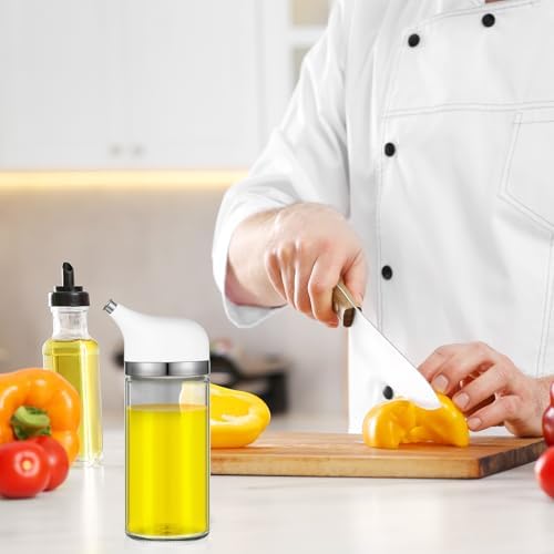 1 Pcs Soy Sauce Dispenser 6 oz, Glass Non Drip White