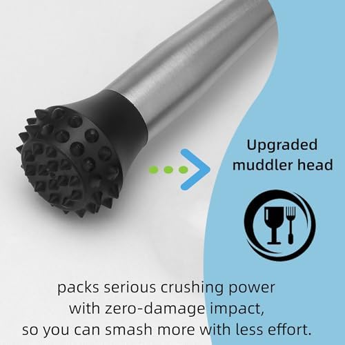 Muddler for Cocktails Stainless Steel, Muddlers Pestle with Stirring Spoon, Bartender Cocktail Shaker Bar Tool Set - Bar Spoon and Muddler
