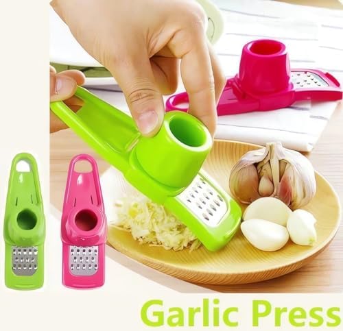 Garlic Grinder - Hand Grinder for Garlic, 2024 New Hand Press Garlic Chopper, Hand Pepper Grinder, Easy and Fast Stainless Steel Garlic Press for Home Daily Use (Green)