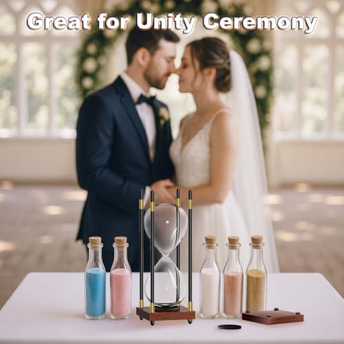 Empty Hourglass Fillable, Wooden Frame DIY Sand Timer, 10 Inch Large Unity Sand Hourglass for Wedding Ceremony Set, Without Sand Clock, Antique Hour Glass Sandglass for Desk Home Office Decor