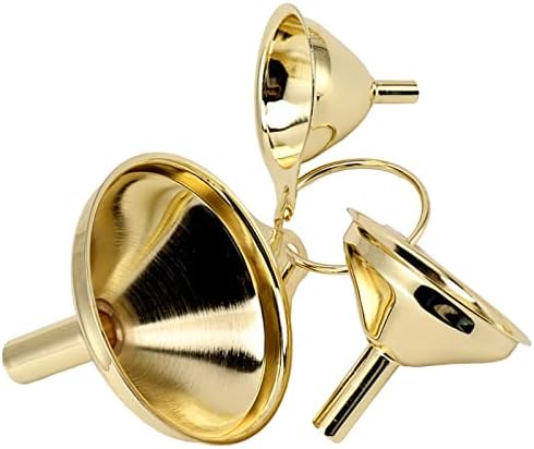 Stainless Steel Funnel Set, Fast Side Handle Gold Stainless Steel Funnel Narrow Valve Rod for Kitchen