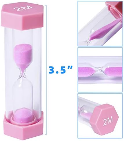 PROLOSO 6 Pcs Colorful Sand Timers Set Platic Sandglass Hourglass Sand Clock Timer 30sec/ 1min/ 2mins/ 3 Minutes/ 5 Minute/ 10mins for Kids Games Classroom Home Office Kitchen