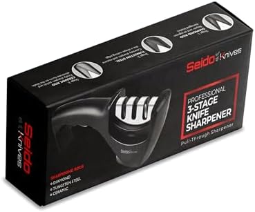 Seido 3-Stage Manual Knife Sharpener, Tungsten Diamond Ceramic