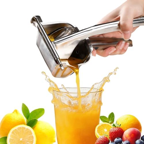 Large 304 Stainless Steel Manual Fruit Juicer Press, Handheld Citrus Squeezer, Lemon Orange Watermelon Juicer, Multi-Purpose Potato Ricer Masher, Kitchen Tool for Home & Bar