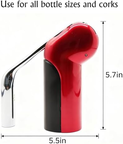Vertical Corkscrew Wine Opener, One-Pull Manual Lever Bottle Opener with Foil Cutter, Red Easy Cork Remover for Home Bar, Parties, Gifts