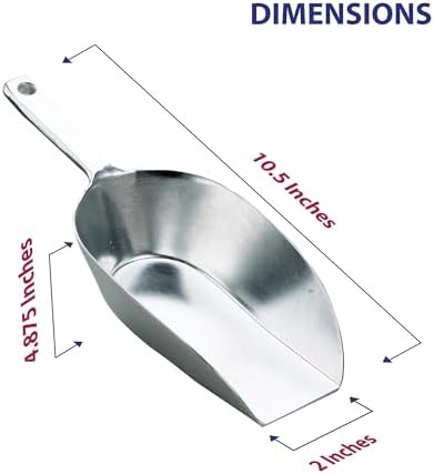 HIC Kitchen Flat Bottom Food Utility Scoop, 10.5-Inches, 265-Millimeters, Commercial-Grade Anodized Cast Aluminum