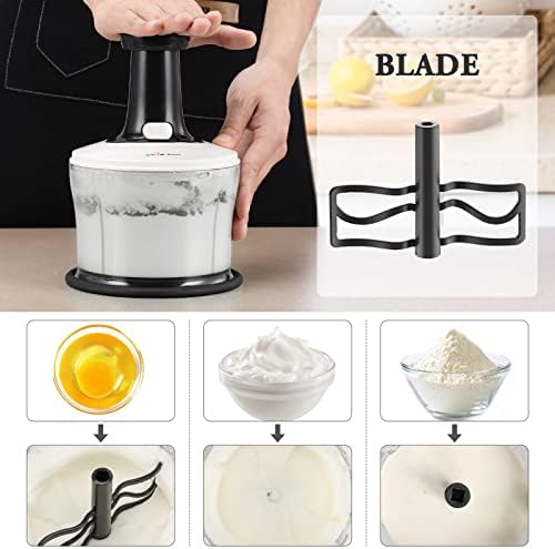 Smile mom Vegetable Chopper Food Chopper, Quick Hand Press Chopper Dicer, Pro Food Cutter, Easy to Chop Vegetables, Fruits, Herbs, Salsa, Puree, Pesto, ABS Food Grade Material 1.2L White