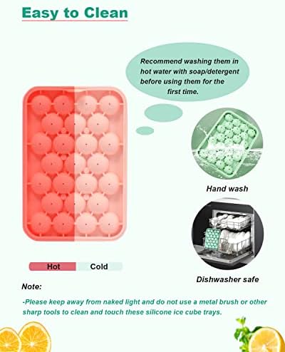Silicone Ice Cube Molds 2 Pack, Round Ice Cube Tray Silicone with Lid, Flexible 25-Cavity Easy Release Ice Trays for Freezer, DIY Homemade Ice Cubes for Cocktail, Whiskey, Juice, BPA Free