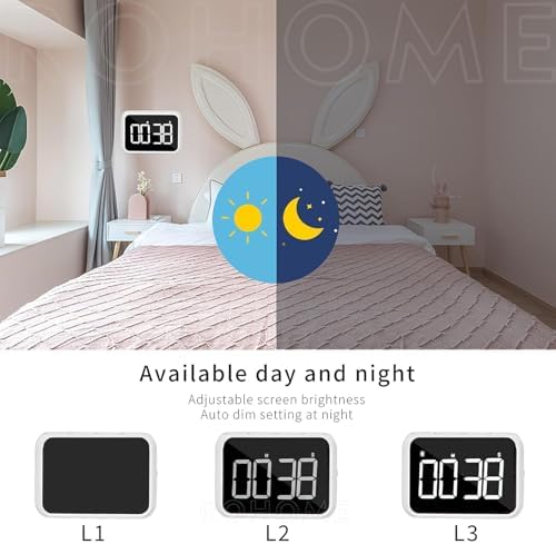 Digital Large Display Visual Timer Stopwatch for Kitchen Teacher School Classroom Cooking, Night Light Magnetic Bathroom Makeup Mirror LED Stop Clock Timer, 99 Minutes Countdown, Loud/Silent (White)
