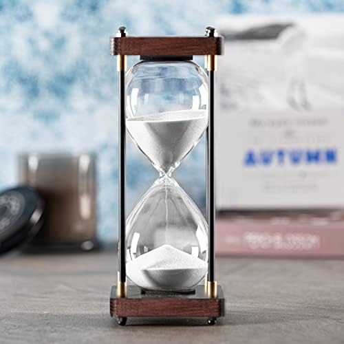 SAMLONG Large Hourglass Timer 60 Minute, Decorative Wood Sand Timer, White