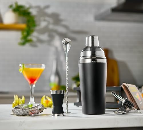 Excellent Grip Mixology Bartender Kit - Drink Mixer Set with All Essential Bar Accessories - Premium Bar Tool Set for The Ultimate Home Bar Experience, Housewarming Gifts New Home (Black)