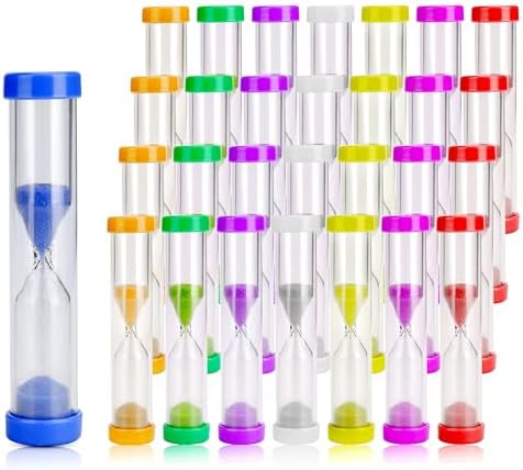 48PCS 1 Min Sandglass Hourglass Timer One Minute Plastic Sand Watch Clock for Home Kitchen Games Office