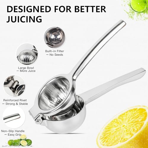 Stainless Steel Lemon Squeezer, Heavy Duty Citrus Juicer